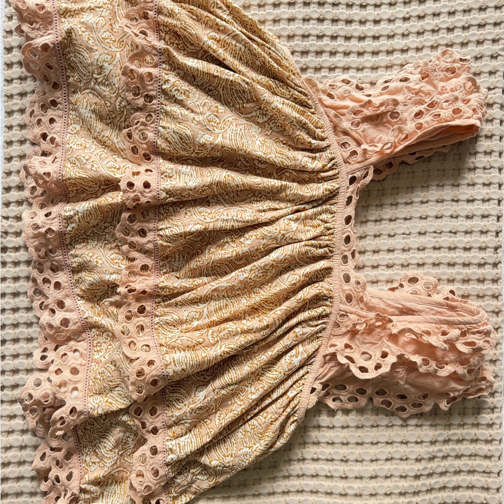 Anthropologie Peach and Gold Eyelet Camisole